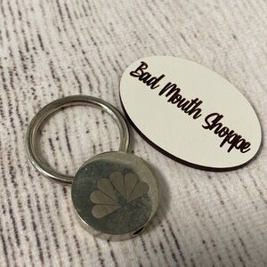 Vintage 90s 00s NBC Studio Logo Etched Twist Clasp Keychain Keyring